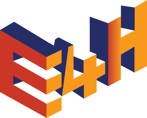 E4H water trucks logo is red blue and yellow
