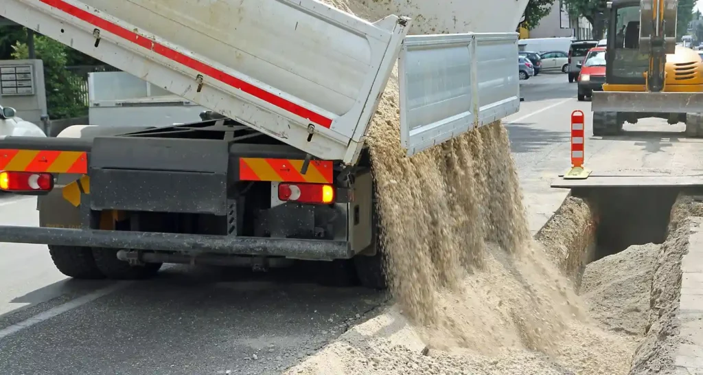 Image of side tipper truck